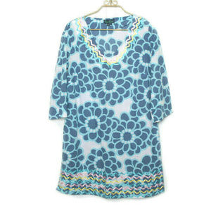 Boden Floral Top Cotton Ric Rac Dress Size 16 (x09